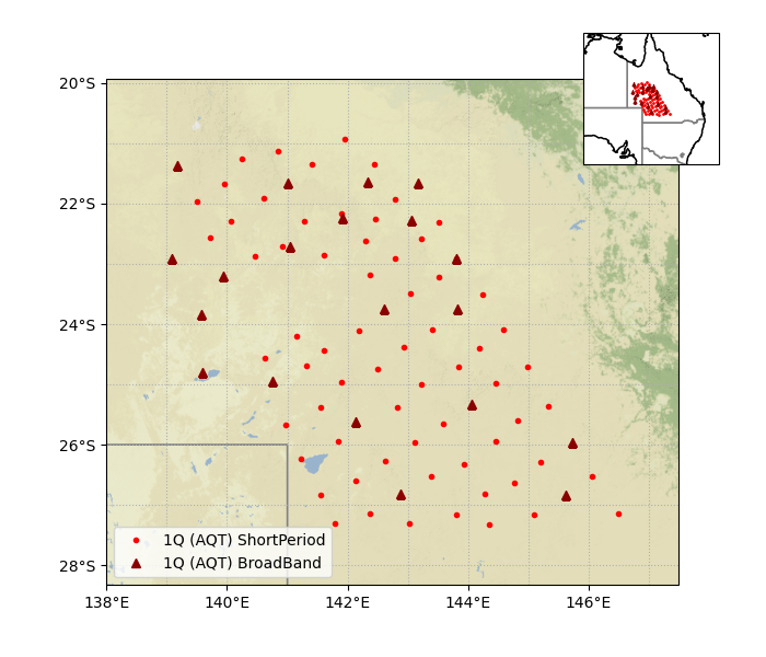 Map of the AQT seismic array